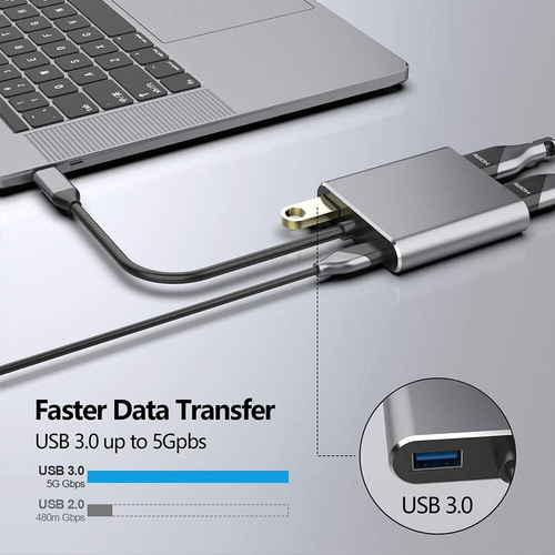 # Tipo C Adaptador Hdmi 4k Usb C A Hdmi Dual Usb 3,0 Cable