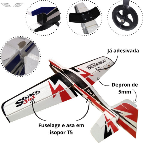 Aeromodelo Elétrico Acrobático Sbach Isopor T5 Perfilado 95cm Horizon Com Linkagem trem de pouso Cor Vermelho
