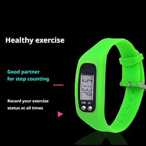 Podómetro Electrónico De Silicona Para Reloj De Pulsera Lcd