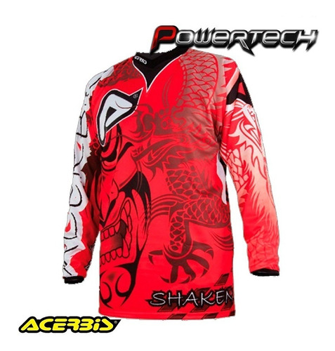 Remera Motocross Shaken Acerbis - Rojo Dragon  Xxl 