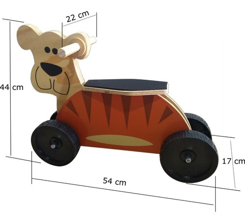 Imagen 3 de 3 de Andarín Pata Pata Caminador De Madera Woodymoto Tiger
