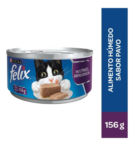 Comida Para Gato Felix Adulto Paté Pavo Y Menudencias 156gr