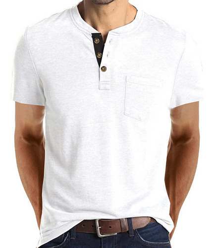 Playera Henley Casual Para Hombre Playera De Solapa Frontal