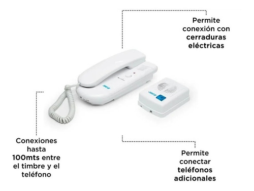 Imagen 2 de 10 de Portero Eléctrico Sica + Timbre A Pilas Superficial Pronto E