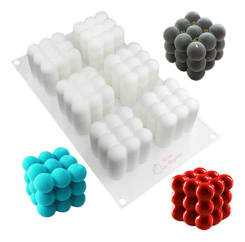 Molde De Silicona Aero Bubble X6 Cubos 6cmx6cmx6cm Vela Cake