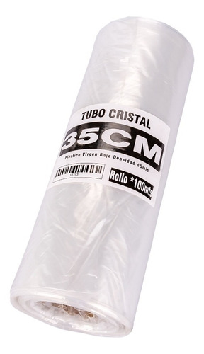 Tubo Sin Corte Polietileno Cristal 35cm Ancho X 100 Mts. 