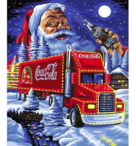 Kit Pintura Con Diamantes 5d - Camion Papa Noel 30x40cm