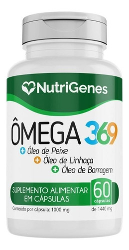 Mega 3, 6 E 9 Nutrigenes - Cártamo/oliva/peixe Premium Puro