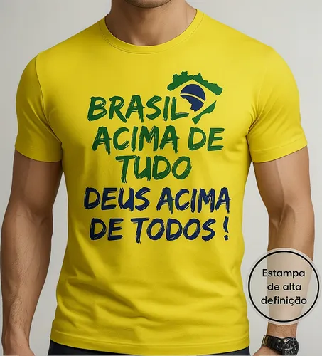 Camisa Brasil Acima De Tudo Militar Masculina Bolsonaro País