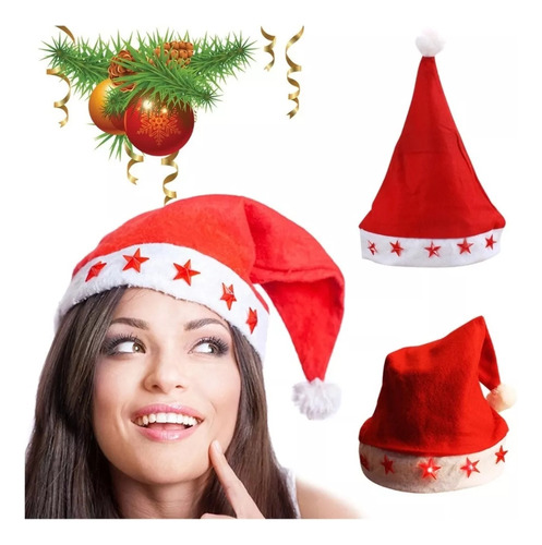 12 Gorros De Navidad Gorro Navideño Con Luz Led  