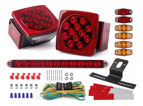 Kit De Luces Led Cuadradas Para Remolque, Parada Giro Y Fre