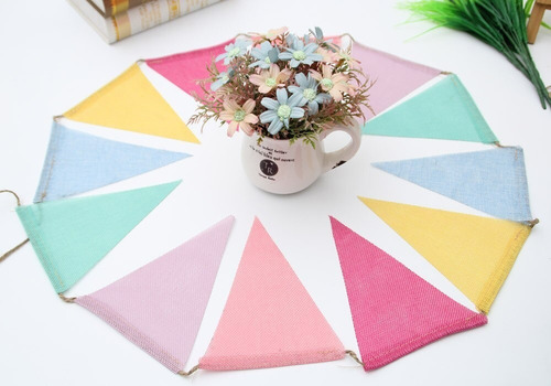 Imagen 8 de 10 de Banderines Decorativos Guirnaldas De Tela
