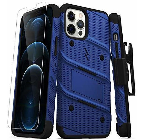 Imagen 1 de 6 de Zizo Bolt Series iPhone 12 Pro Max Funda Con Protector Azul