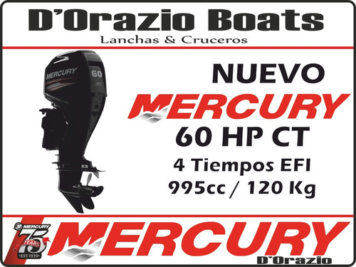 Imagen 1 de 15 de Motor Fuera De Borda Mercury 60 Hp 4 Tiempos Ct Full Dorazio