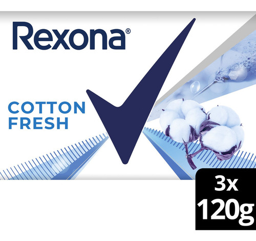 Jabón En Barra Rexona Cotton Fresh X3 Multipack 120 Gr