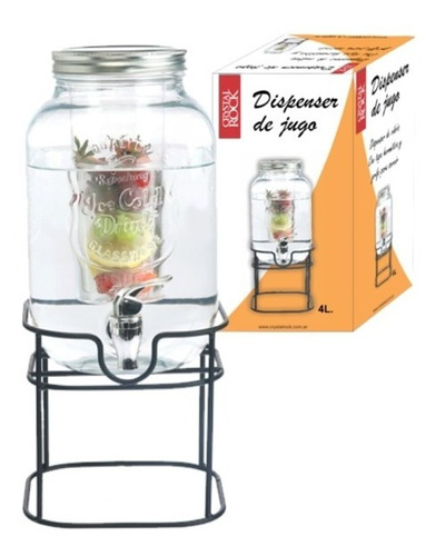 Frasco Crystal Rock Dispenser Canilla 4 Lts Con Soporte