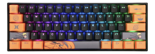 Teclado Mecanico 60 Alam. Checkpoint Naruto Kx400 Leaf Ninja Teclado Naranja Idioma Inglés