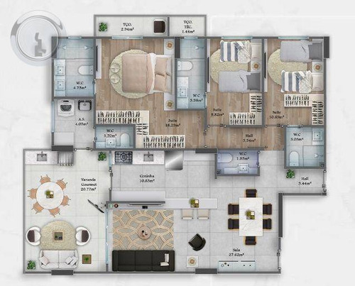 Imagem 21 de 27 de Apartamento 3 Dormitórios Excelente - 141 M² Por R$ 920.000 - Canto Do Forte - Praia Grande/sp - Ap0022