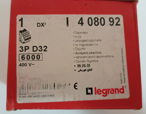 Interruptor Automatico 3p 32a Curva D 10ka Legrand Rf 408092