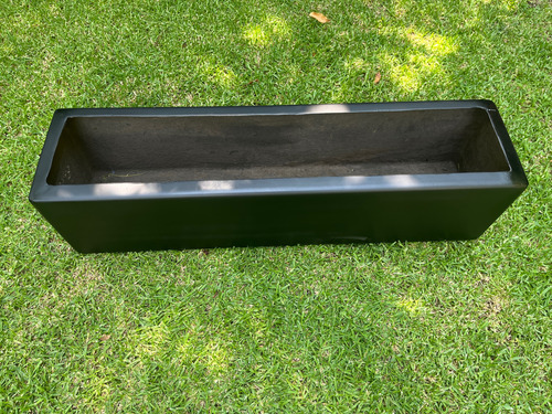 Maceta Minimalista De Fibra De Vidrio 80x20x20 Cm Negro Rectangular