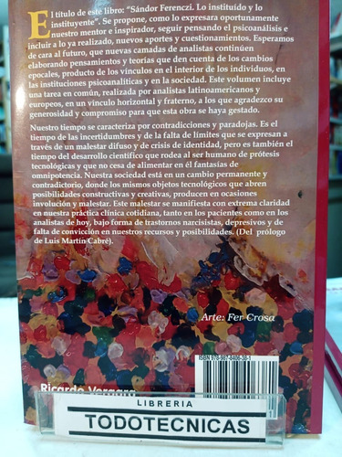 Imagen 2 de 3 de Sandor Ferenczi Lo Institudo Y Lo Instituyente - Elvira -rv