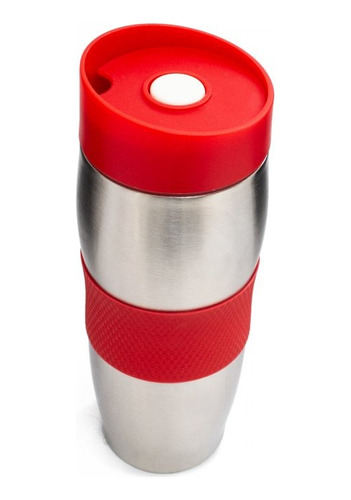 Jarro Vaso Térmico Acero Inoxidable Con Boton 400ml Rojo