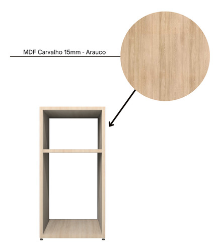 Kit 2 Mesas De Cabeceira Minimalistas 2 Nichos 100% Mdf Bp Acabamento Fosco Cor Carvalho