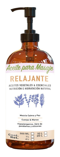 Aceite Masaje Relajante Aromaterapia 1 Litro Calma Y Paz