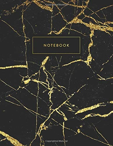 Notebook Black And Gold Marble With Embossed Style Gold Lett