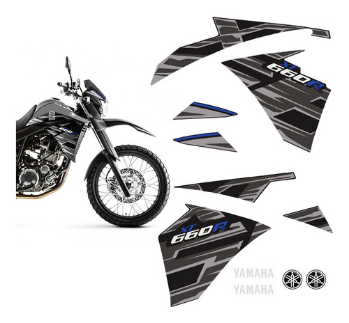 Imagem 1 de 6 de Adesivos Yamaha Xt 660r 2015/2018 Faixa Lateral + Emblemas