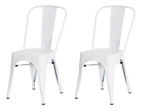 Kit 2 Cadeiras Tolix Iron Design Branca Aço Industrial Sala