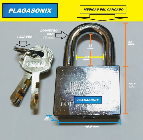 Imagen 5 de 10 de Pasador Acero Inox. 23cm. Mas Candado 50mm. Reforzado Kit