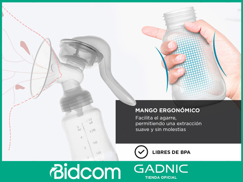 Sacaleche Manual Gadnic Portatil Capacidad 150ml + Mamadera