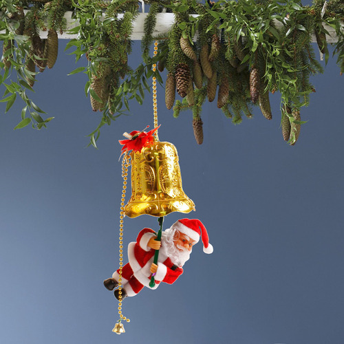 Decoración De Campana Navideña De Papá Noel Trepando, Sube Y