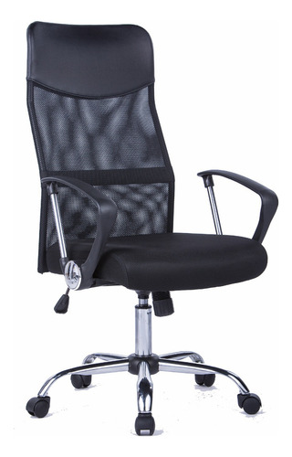 Silla Ergonómica Gerente Malla Cromada Color Negro