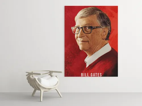Cuadro Moderno Mural Bill Gates Estilo Íconos Full Hd