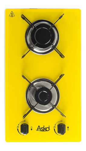 Fogão cooktop gás Askoi Fogão 2 bocas amarelo 110V/220V