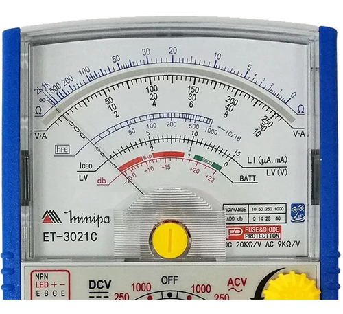 Imagem 3 de 4 de Multímetro Analógico Profissional Minipa Et-3021c