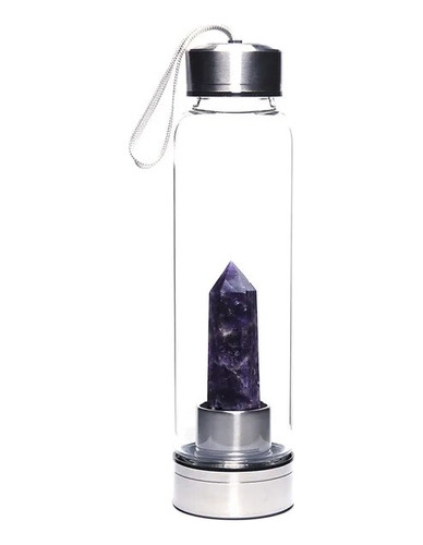 Botella Elixir De Vidrio Con Cuarzo Natural