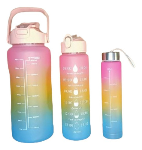 Botella De Agua Deportiva Motivacional  -set De 3