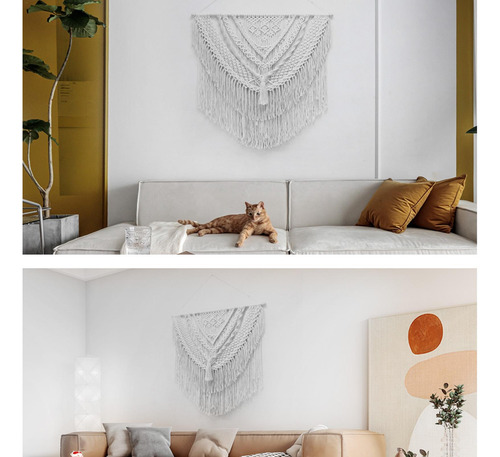 Tapiz De Pared Boho Macrame Decoración De Pared Tejida Con A