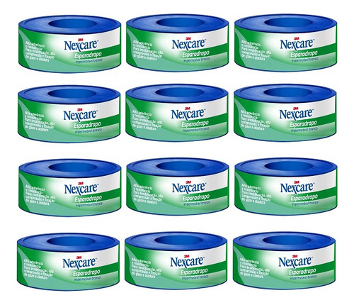 Kit 12 Esparadrapo Impermeavel Branco Nexcare 12mm X 3m