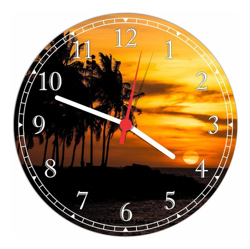 Relógio De Parede Pôr Do Sol Praia Mar Cozinha 30 Cm Q001
