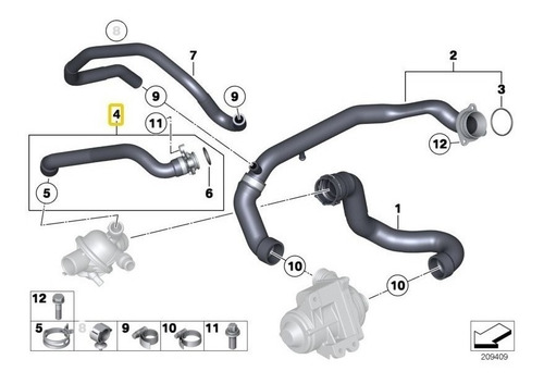 Imagen 5 de 6 de Manguera Agua Termostato Bmw X5 2011 - 2013 X6 2012 -2014 &