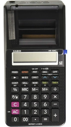 Calculadora Sumadora Casio Hr-10rc De Escritorio Negra Color