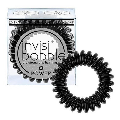 Invisibobble Power Negra Ligas En Espiral Para Cabello Color Negro True Black