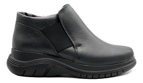 Bota Botineta Cuero Mujer Cierre Negro
