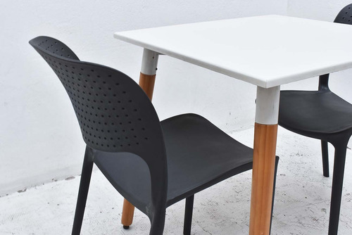 Combo Mesa Bar Eames 70 + 2 Sillas Torino - Muebles Castelar Blanco/negro Liso
