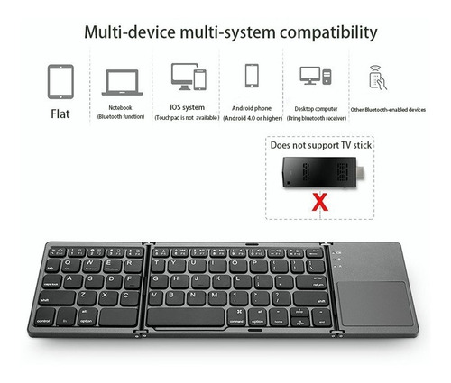 Mini Teclado Inalámbrico Bluetooth Plegable Y Recargable