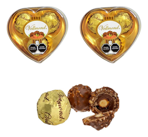 Vollmond Chocolate 3 Corazón De 3pz C/u Oblea Maní Cacao